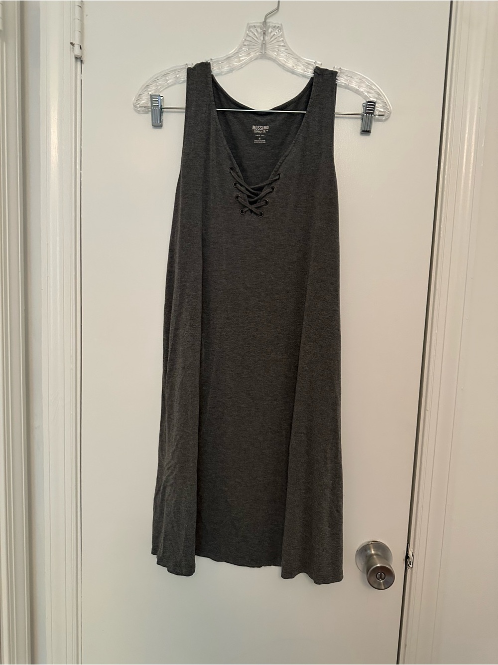Mossimo Supply Co. Charcoal Lace-Up Sleeveless Tank Dress